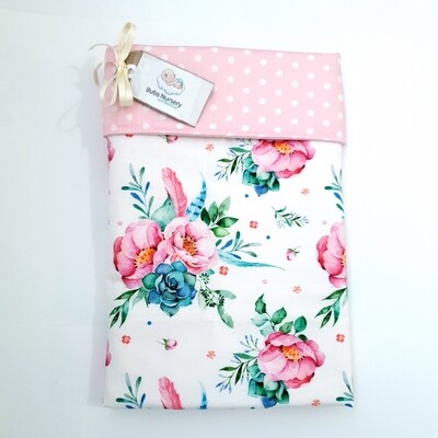 Sweet Floral cotton baby bassinet / pram blanket