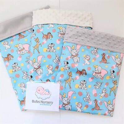 Classic Disney characters 2 layered Minky baby blanket -