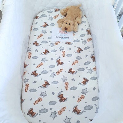 Sleepy Bears flannelette bassinet fitted sheet - Size 78 x 42cm