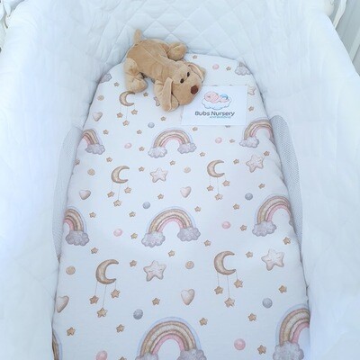Soft Sky printed flannelette bassinet fitted sheet - Size 78 x 42cm