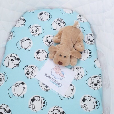 New 101 Dalmations print flannel fitted sheet for CO-SLEEPER OR CRADLE -
To fit 55 x 95 cm