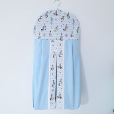 Sweet Peter Rabbit print Nappy Stacker in baby blue + white