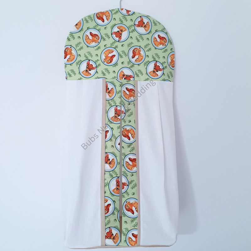 Gender Neutral "Bambi" theme Nappy Stacker - White/Green + Tan