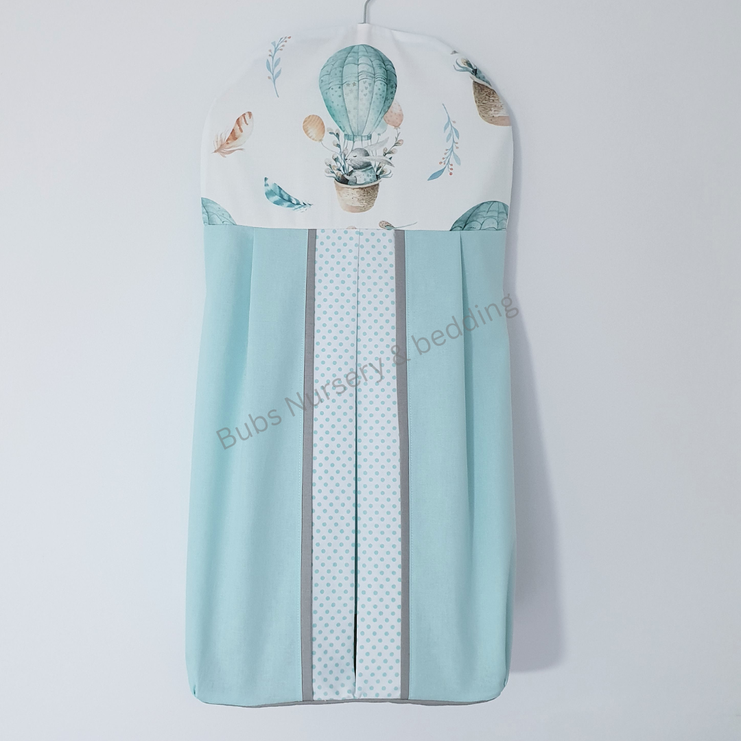 Adorable"Bunny in a hot air balloon" Nappy stacker - Mint & white