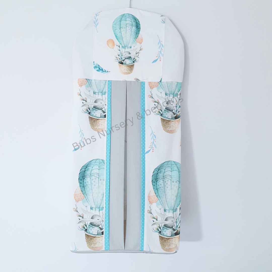 Sweet "Bunny in hot air balloons" Nappy stacker - white, grey + aqua