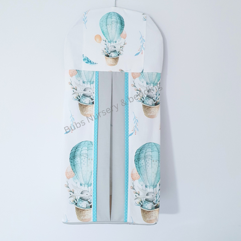 Sweet "Bunny in hot air balloons" Nappy stacker - white, grey + aqua