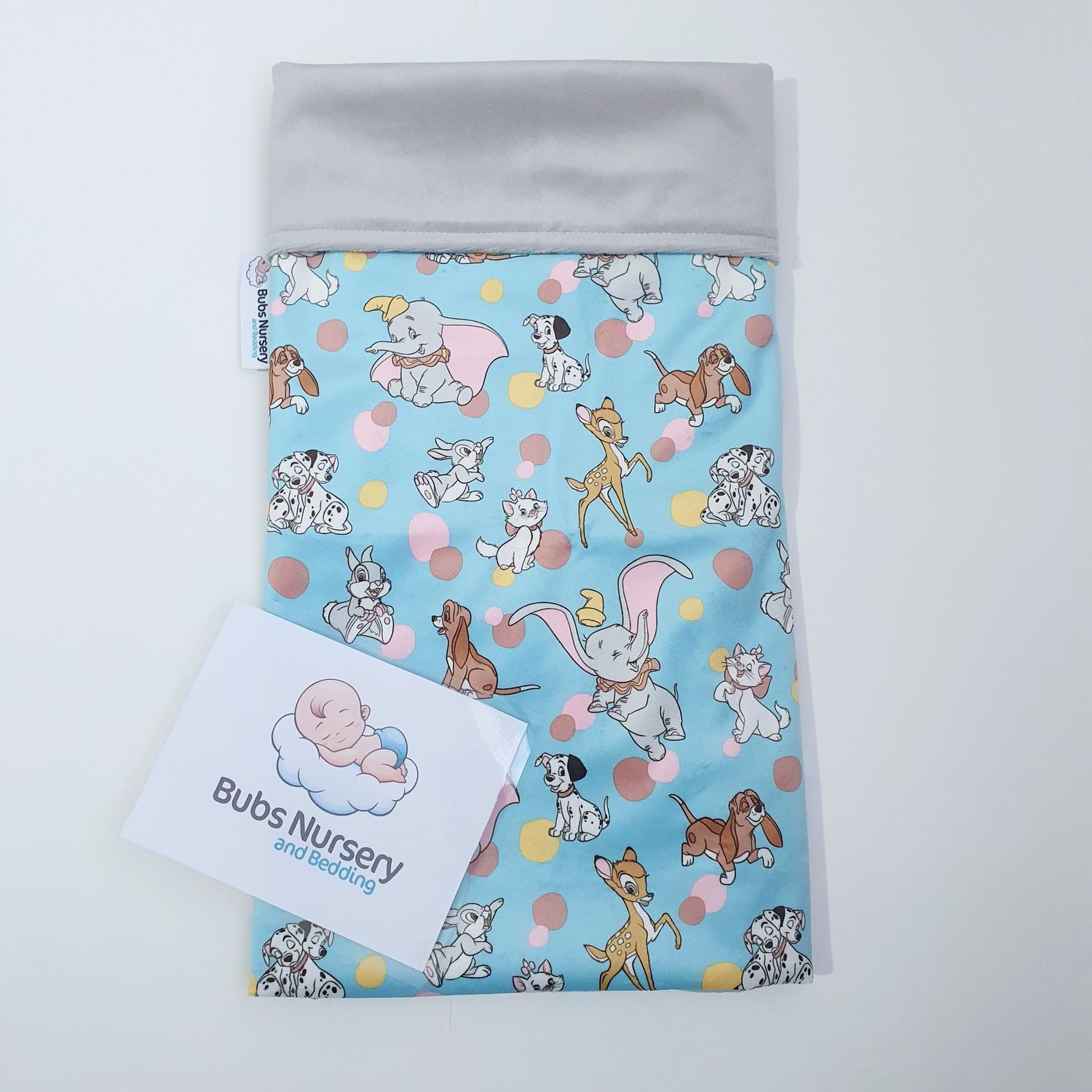 Adorable "Classic Disney characters " Soft Minky baby blanket - Grey + Aqua