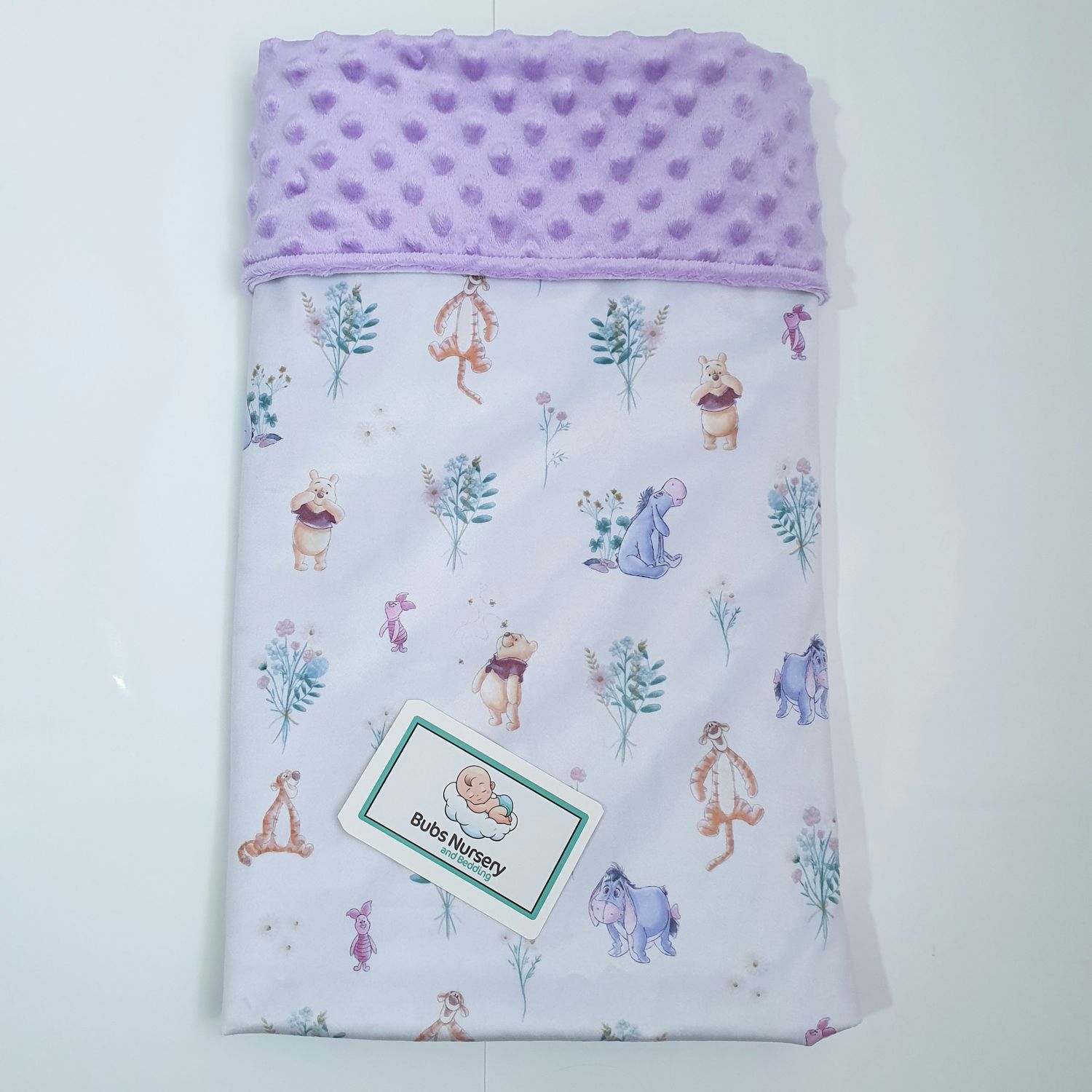 Winnie the Pooh & Friends Soft Minky baby blanket - White + Purple Winnie the Pooh & Friends Soft Minky baby blanket - White + Purple