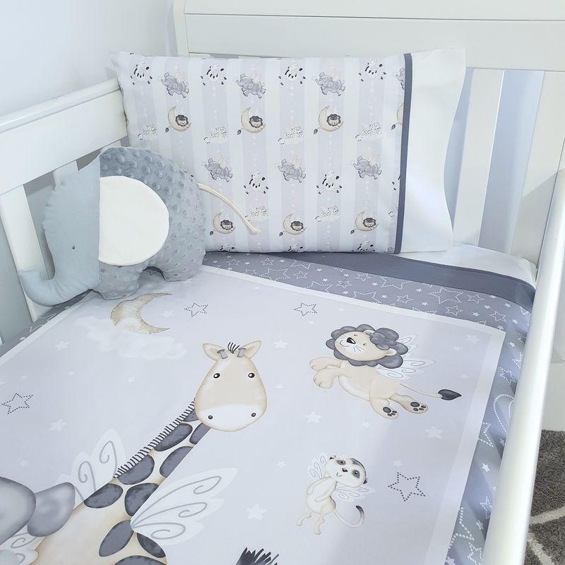 Adorable "Whimsical Safari Animals" gender neutral Nursery Set - Grey + White