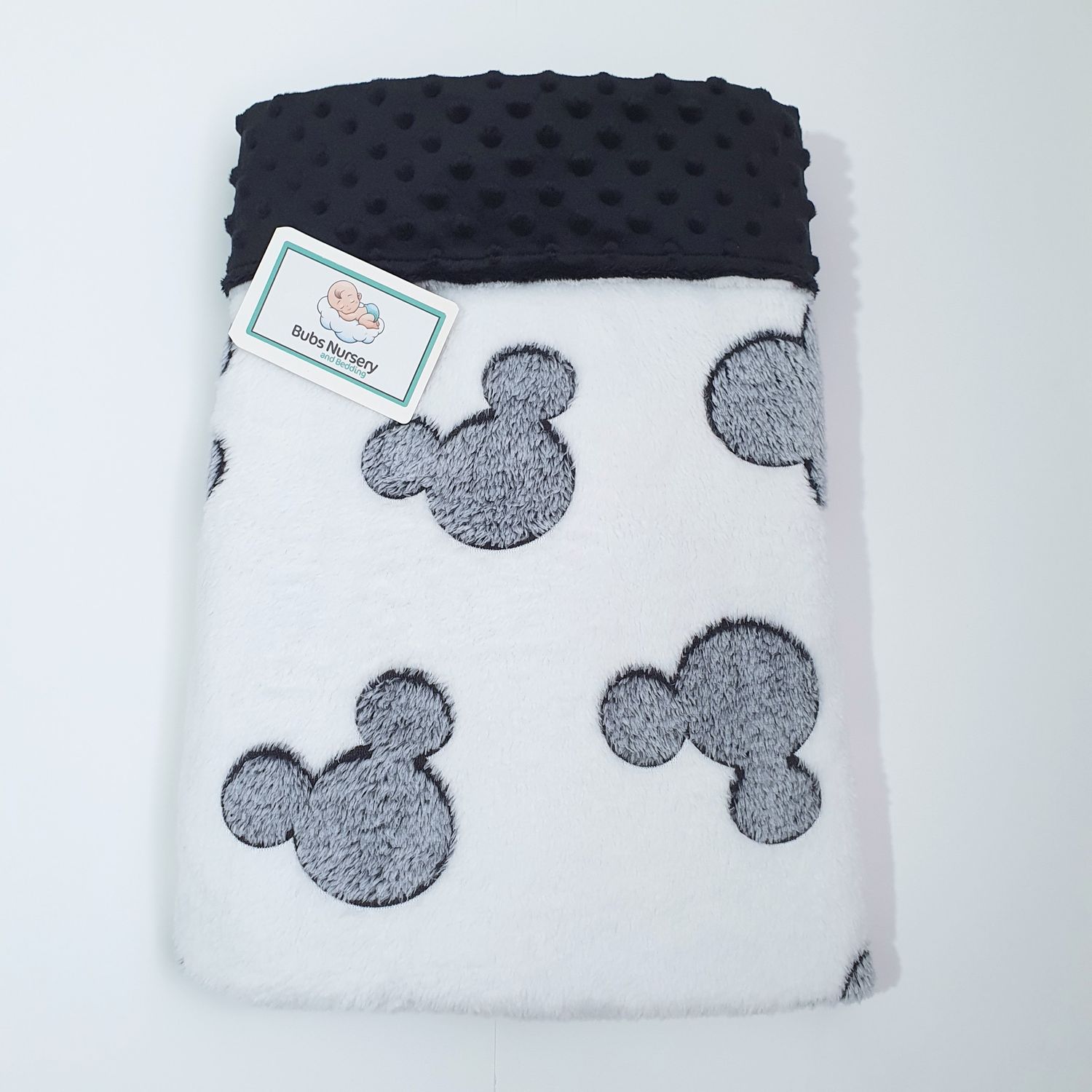 Mickey Mouse Coral Fleece Baby Blanket – White & Black | Soft & Snuggly | 76 x 98 cm