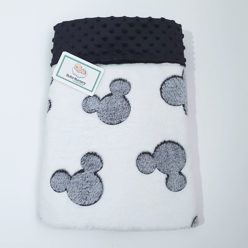 Mickey Mouse Coral Fleece Baby Blanket – White & Black | Soft & Snuggly | 76 x 98 cm