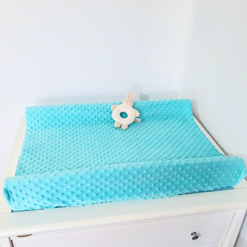 Soft Minky Dot Change Pad Cover – Aqua & White - 75 x 50 cm