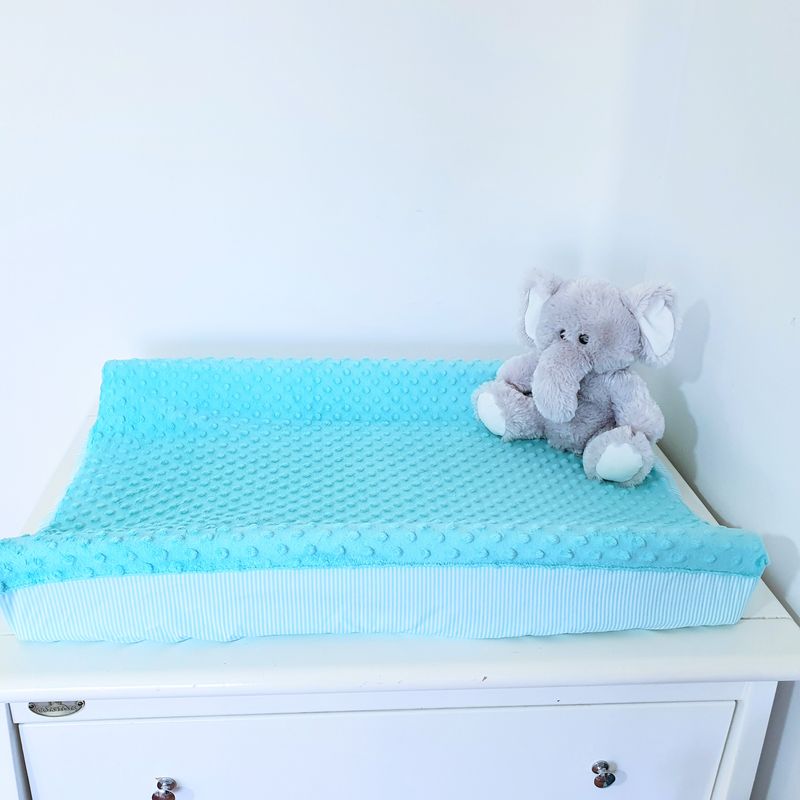 Soft Minky Dot Change Pad Cover – Aqua & White striped - 75 x 50 cm