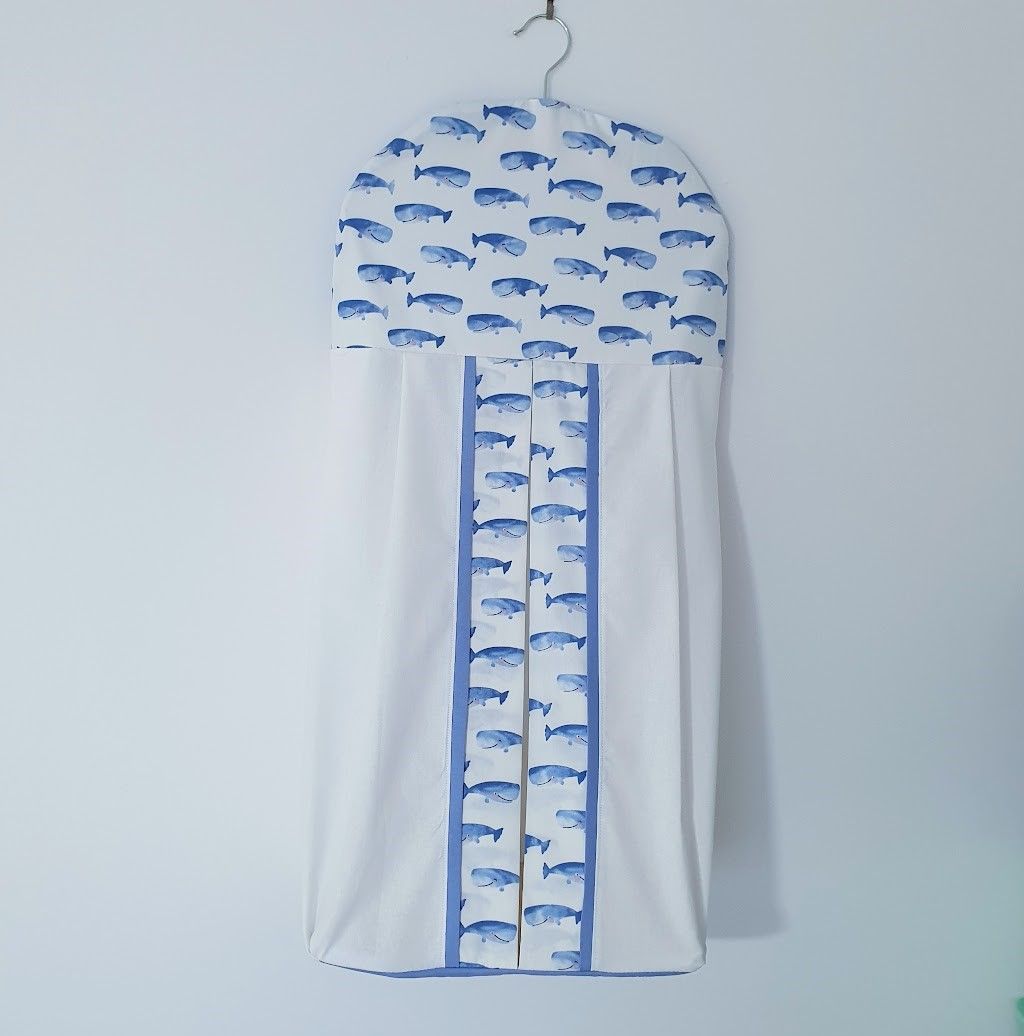 Whale Print Nappy Stacker – White & Blue Nursery Storage