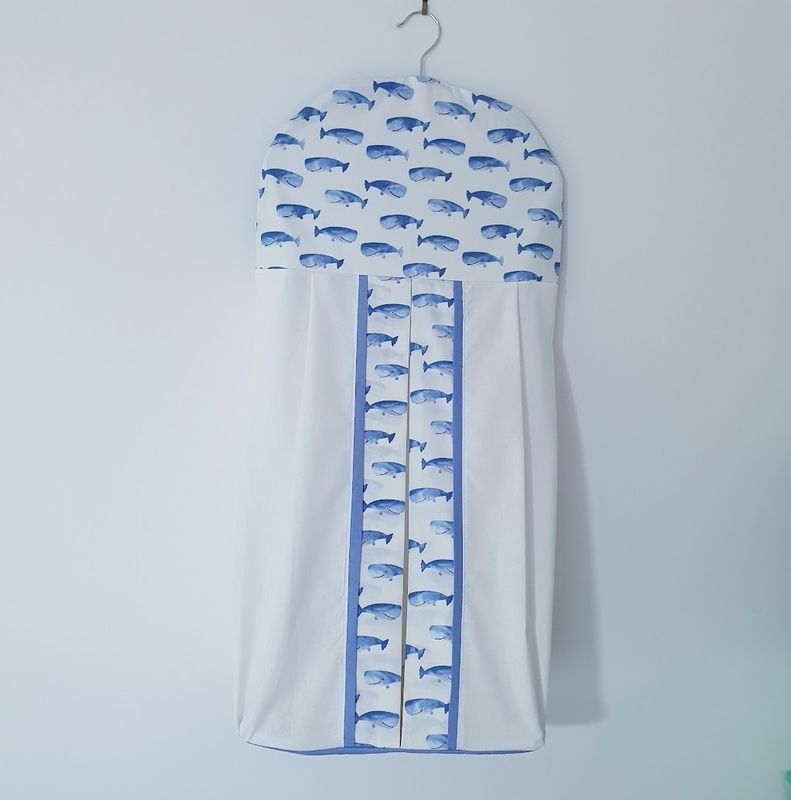 Whale Print Nappy Stacker – White & Blue Nursery Storage