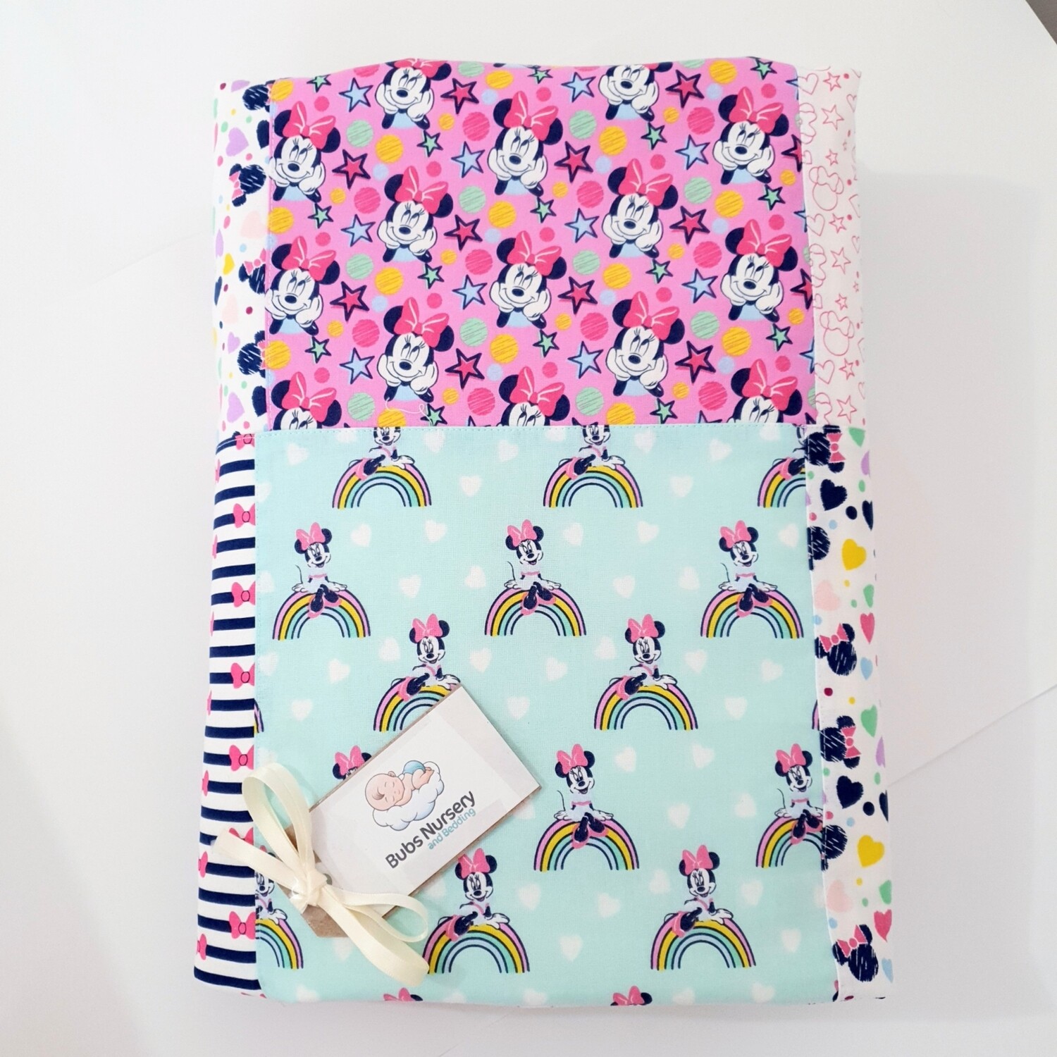 Handmade Minnie Mouse Patchwork Cot quilt + toddler pillowcase