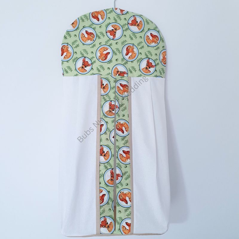 Gender Neutral "Bambi" theme Nappy Stacker - White/Green + Tan
