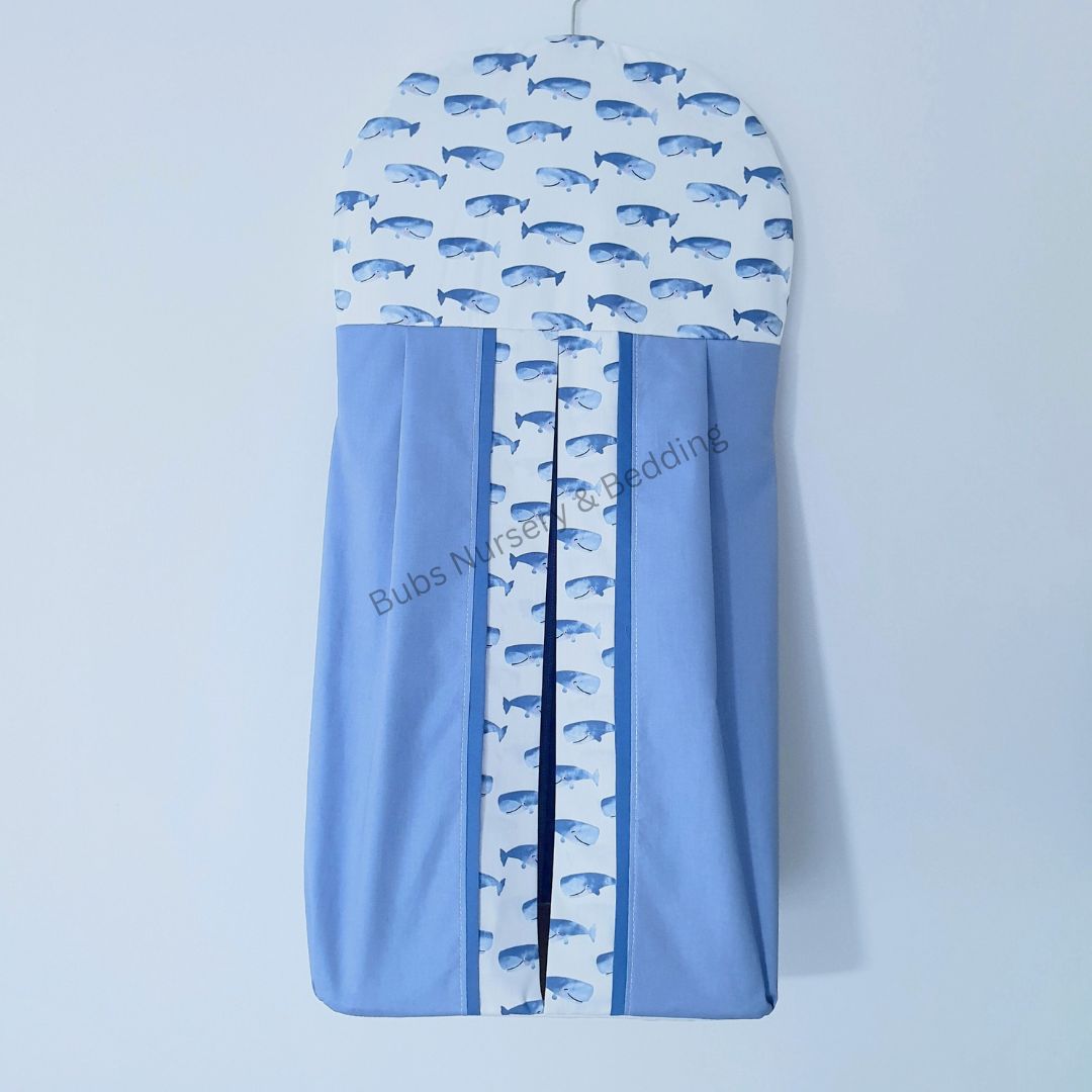 Whale Print Nappy Stacker – Blue Base & White Trim