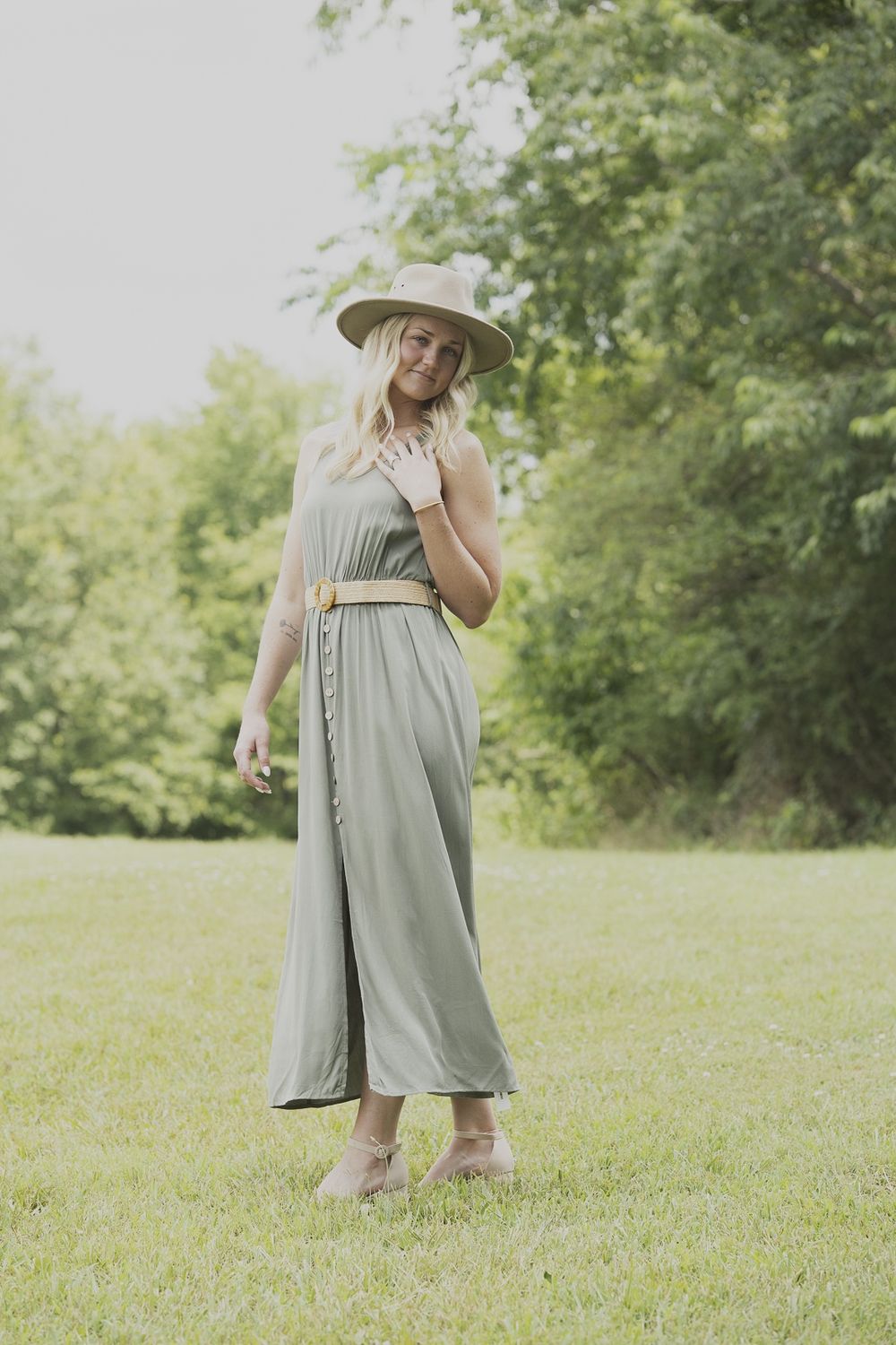 Demi Sleeveless Midi Dress with Side Split