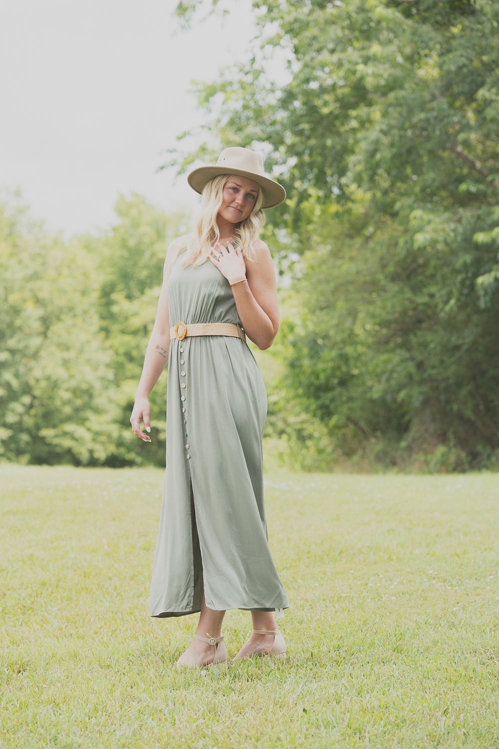 Demi Sleeveless Midi Dress with Side Split