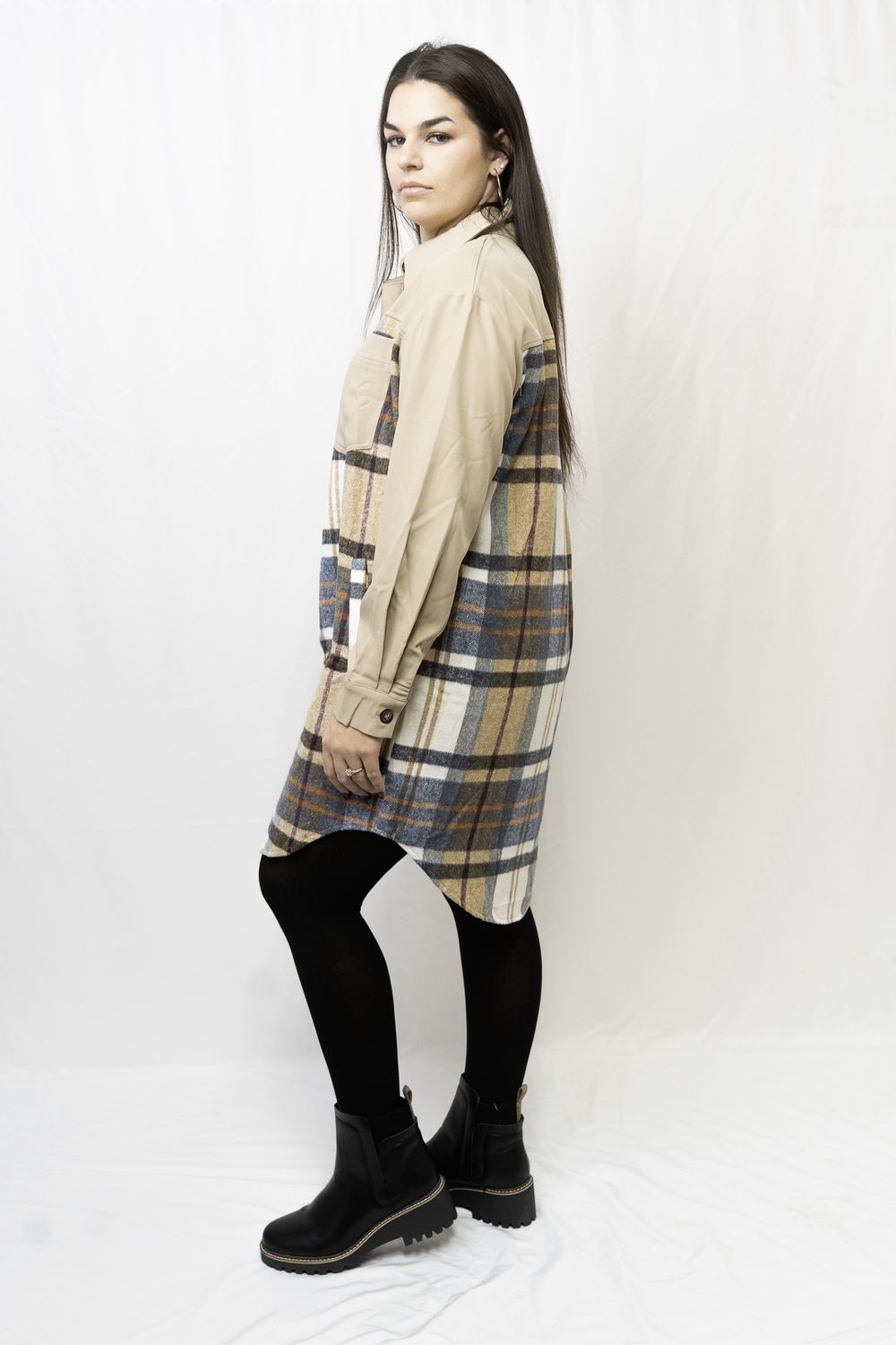 Shayla Plaid Long Sleeve Mini