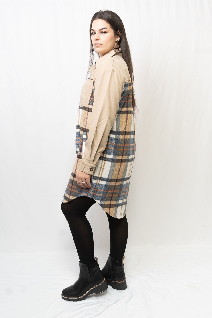 Shayla Plaid Long Sleeve Mini