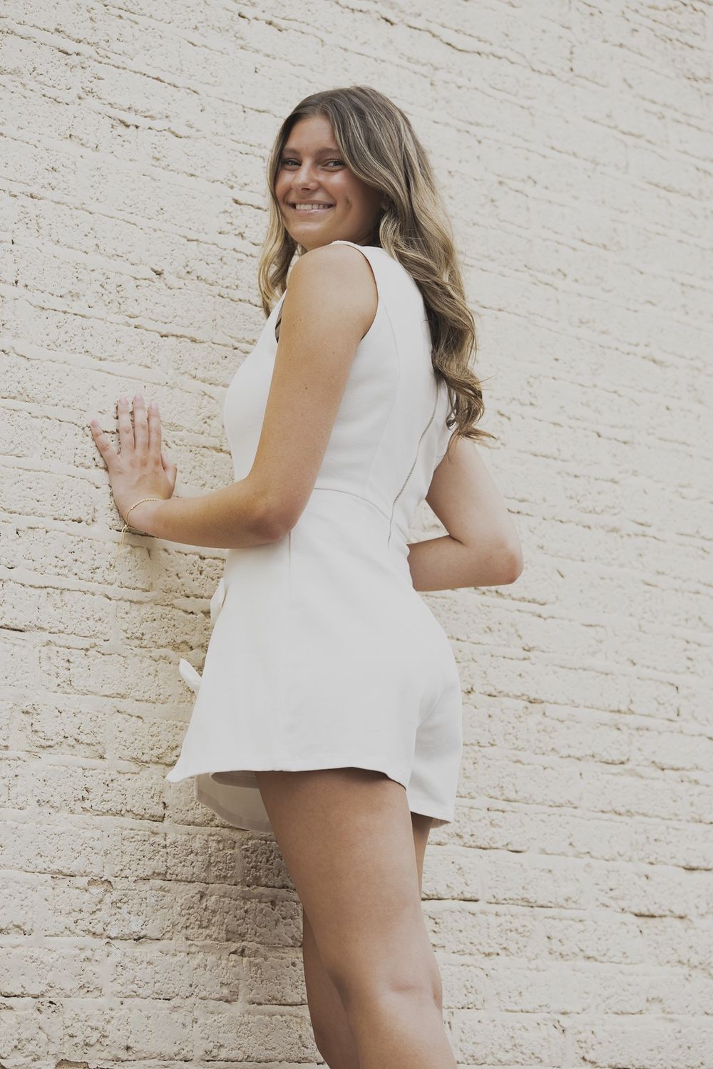 A Solid Woven Skort Romper