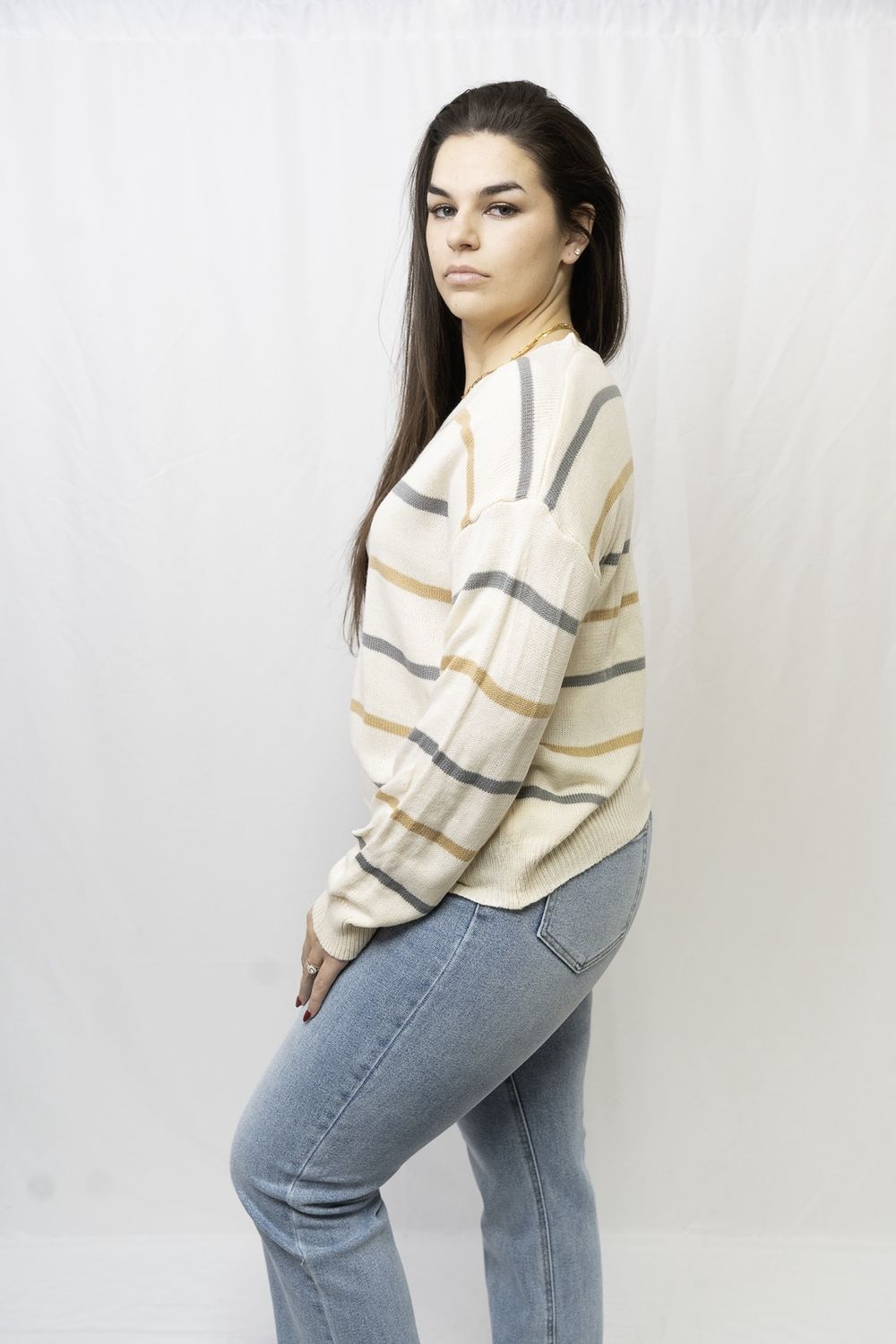 Striped Loose Fit Pullover Sweater