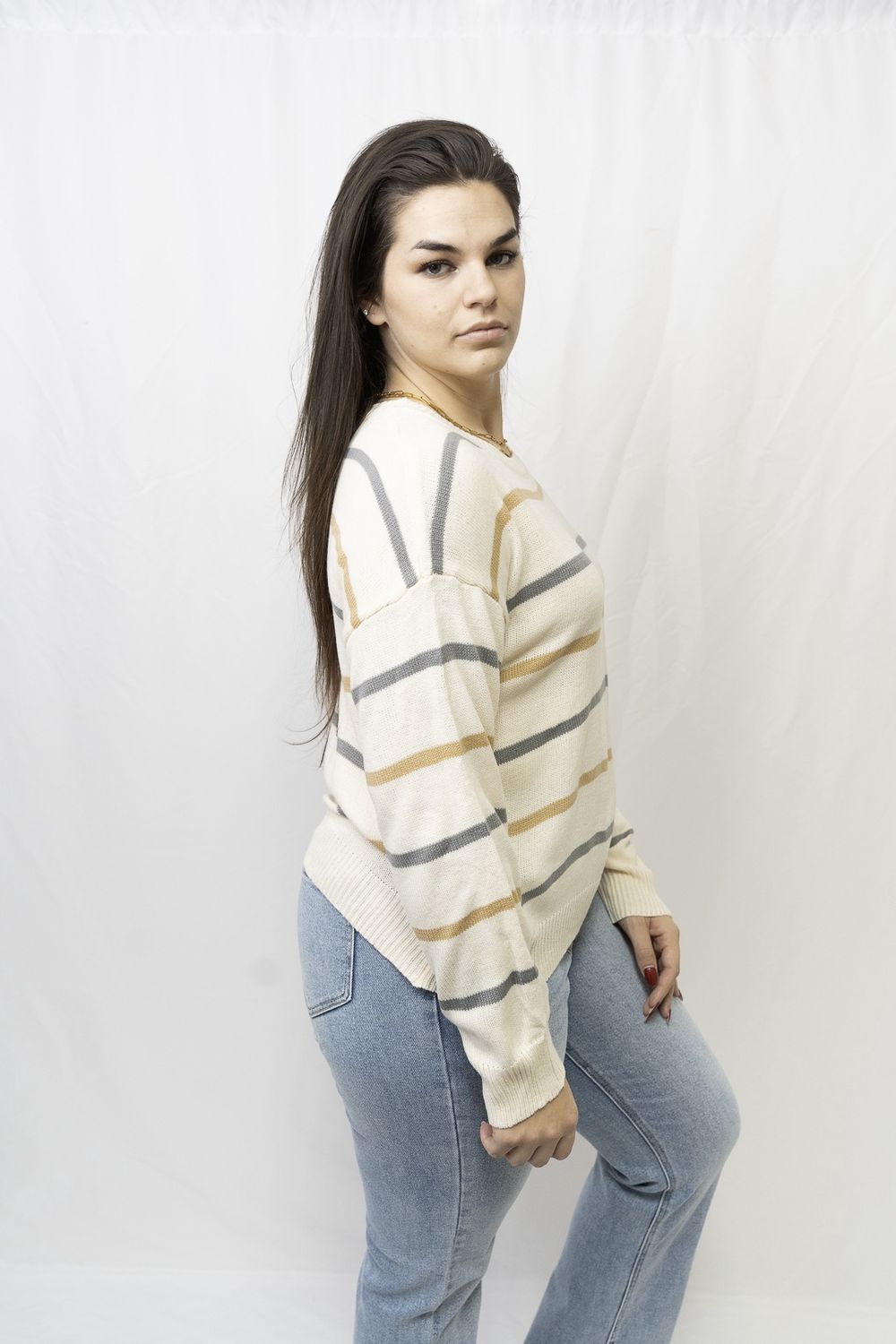 Striped Loose Fit Pullover Sweater