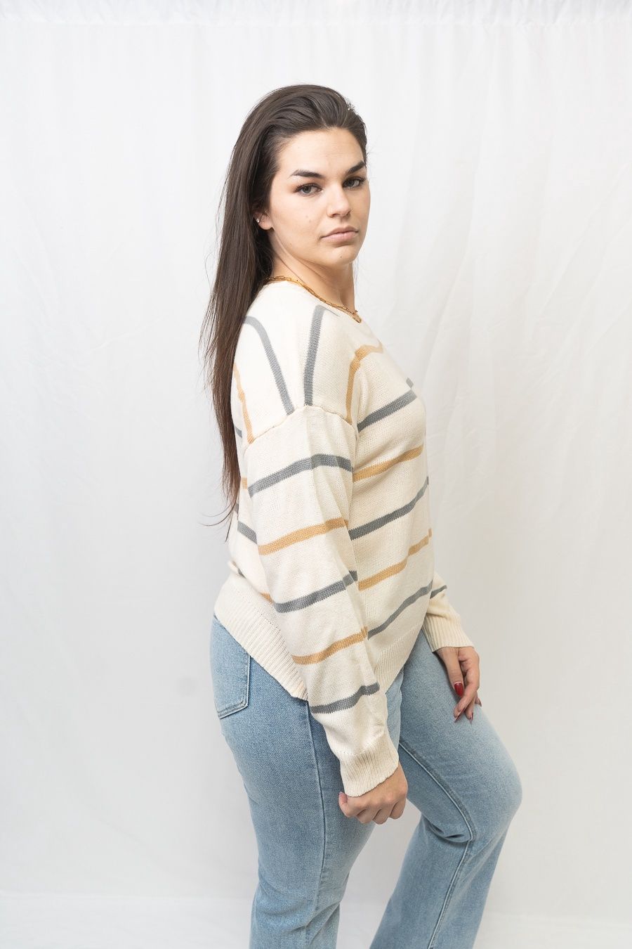 Striped Loose Fit Pullover Sweater
