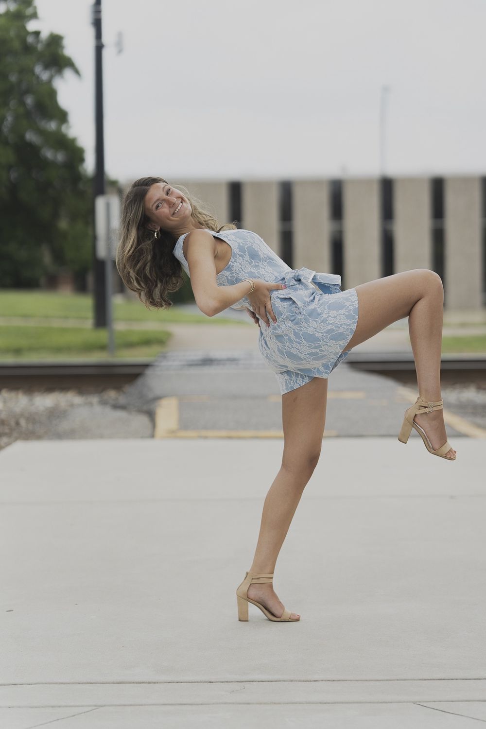 A Woven Bonded Lace Romper