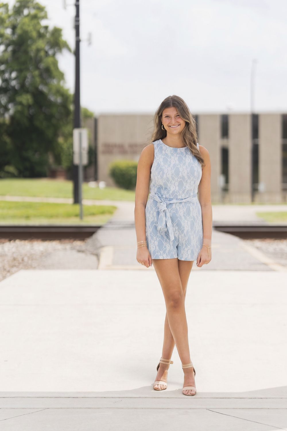 A Woven Bonded Lace Romper