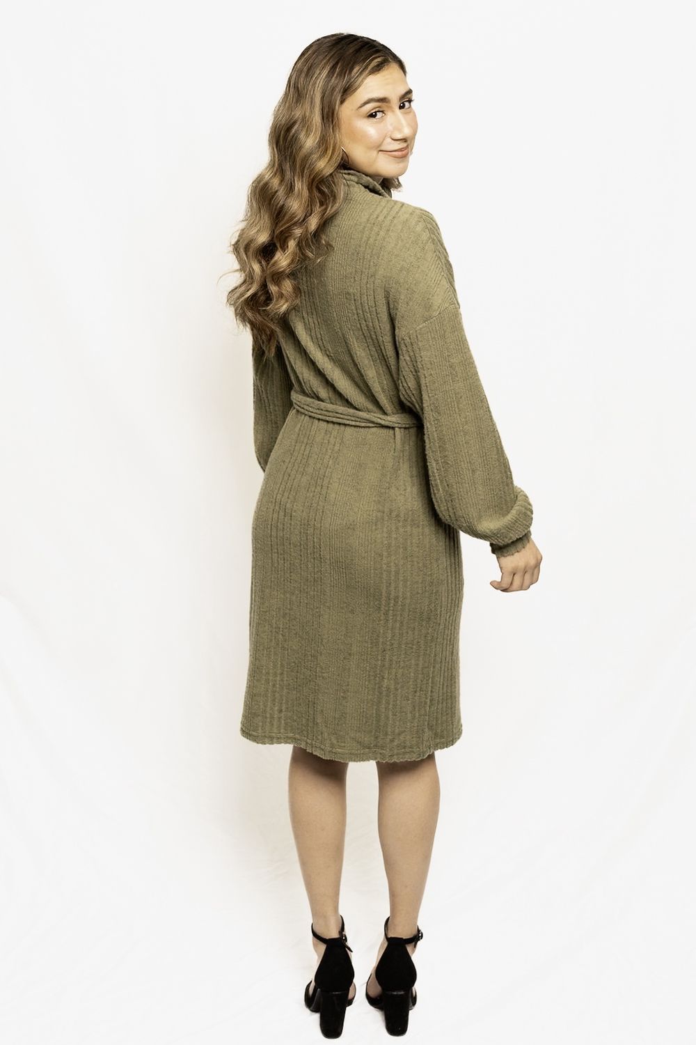 Collar Zipper Long Sleeved Dress