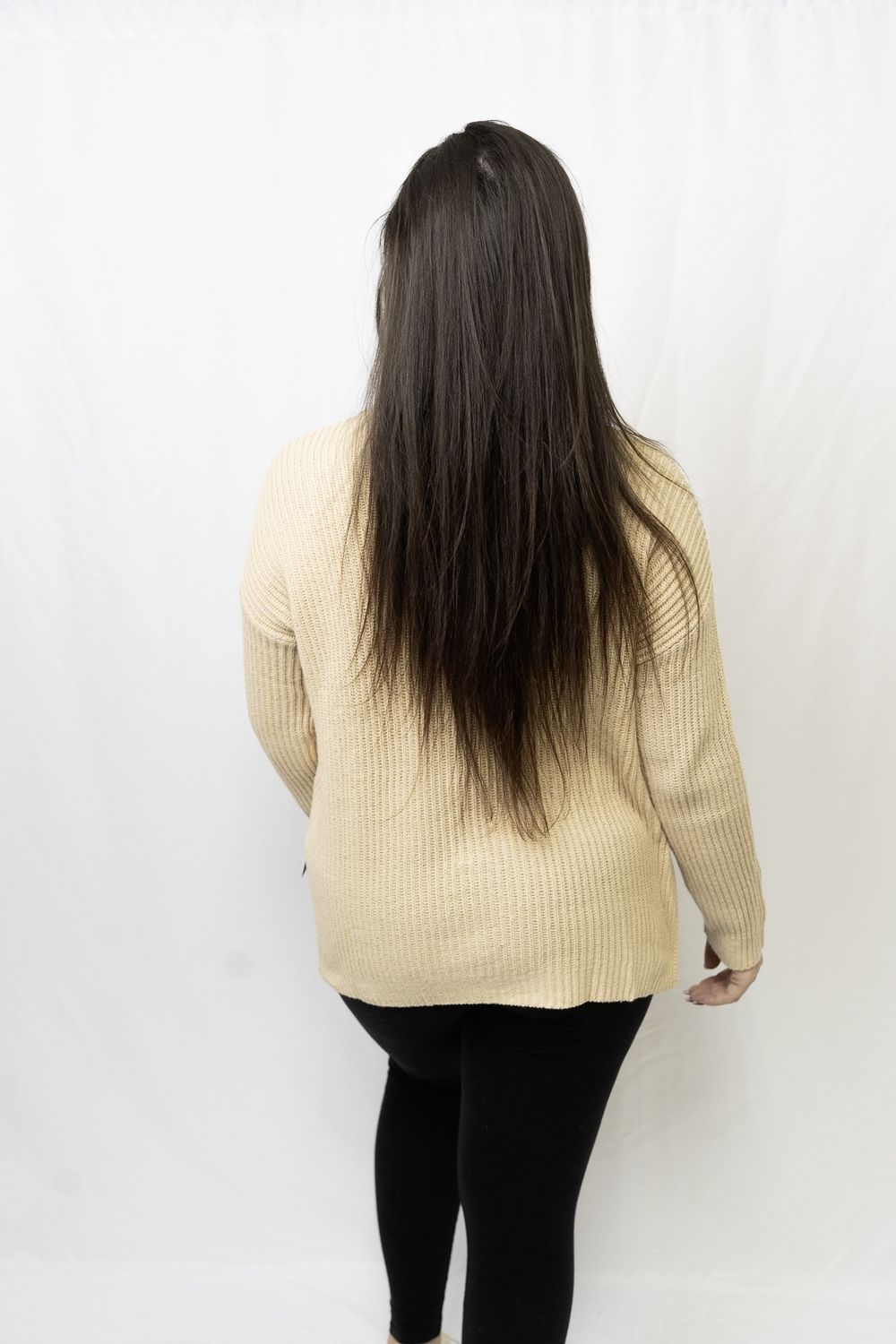 Cable Knit Drop Shoulder Sweater