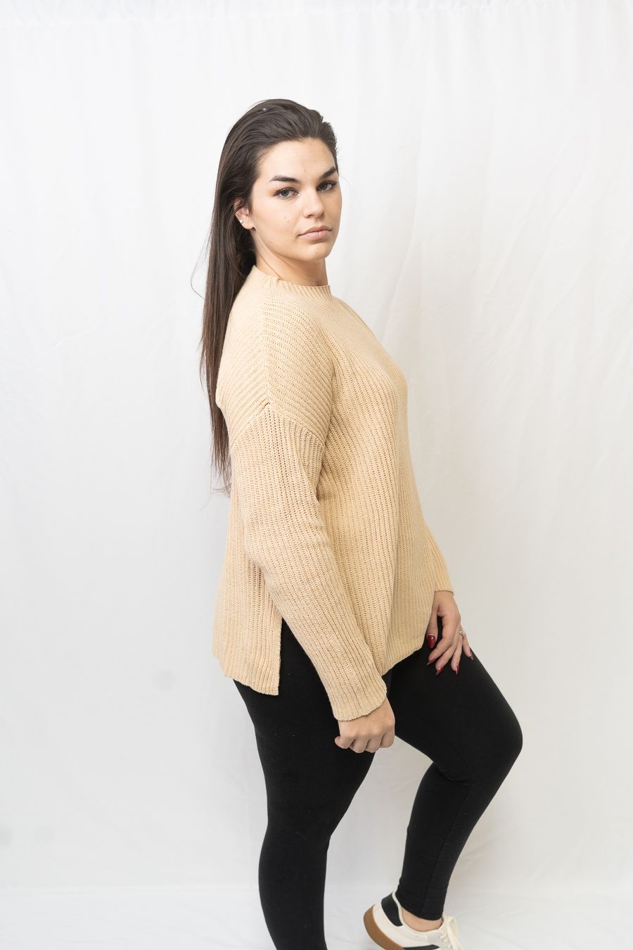Cable Knit Drop Shoulder Sweater