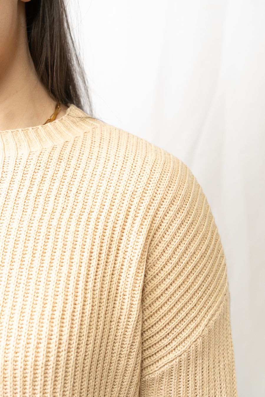 Cable Knit Drop Shoulder Sweater