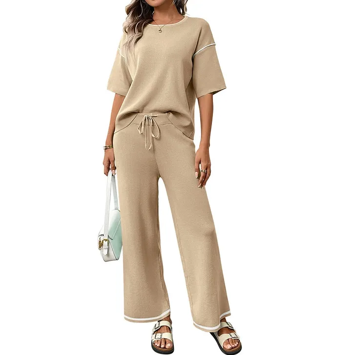 Nola Knit Lounge Set, Color: Khaki, Size: S