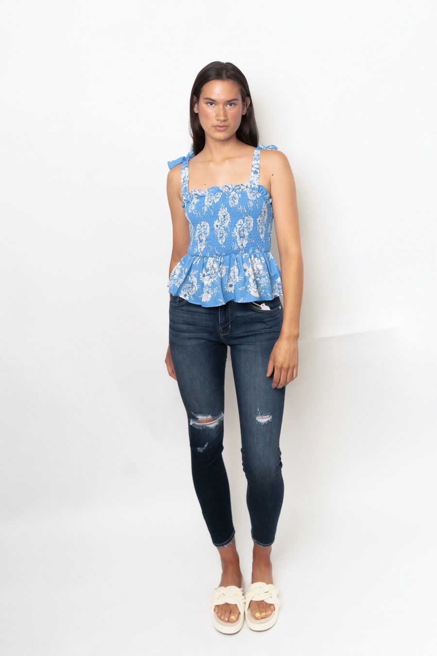 Mia Woven Top, Color: Blue, Fit: Contemporary, Size: S