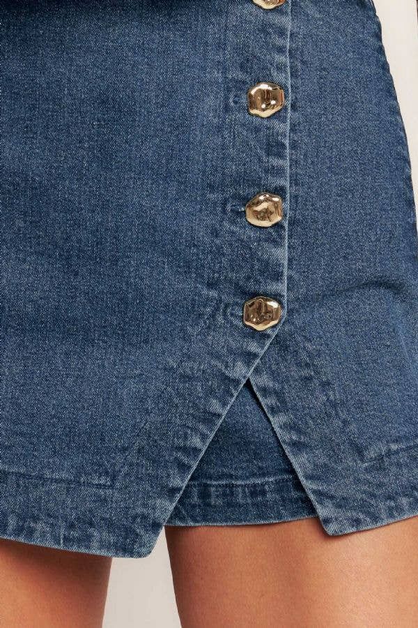 Washed Denim Skort