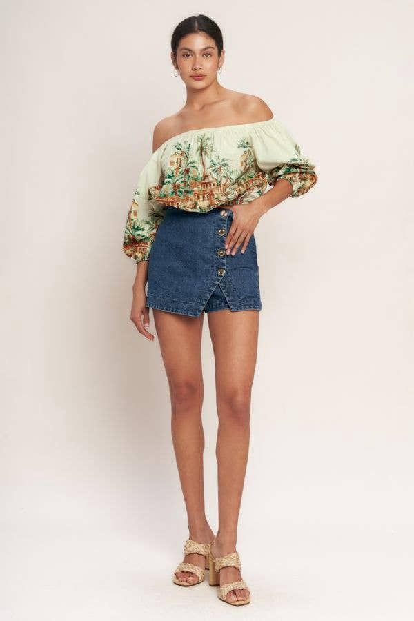 Washed Denim Skort