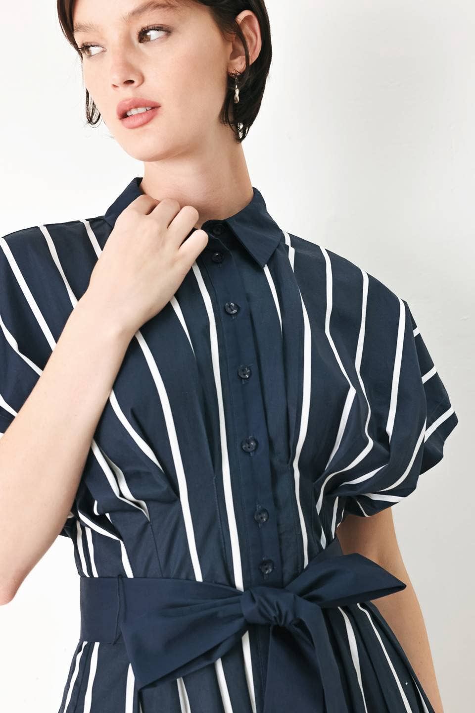 Striped Woven Midi Dress