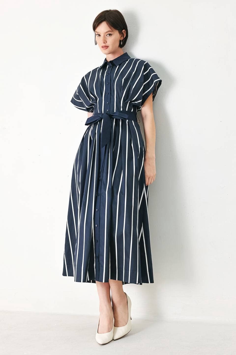 Striped Woven Midi Dress