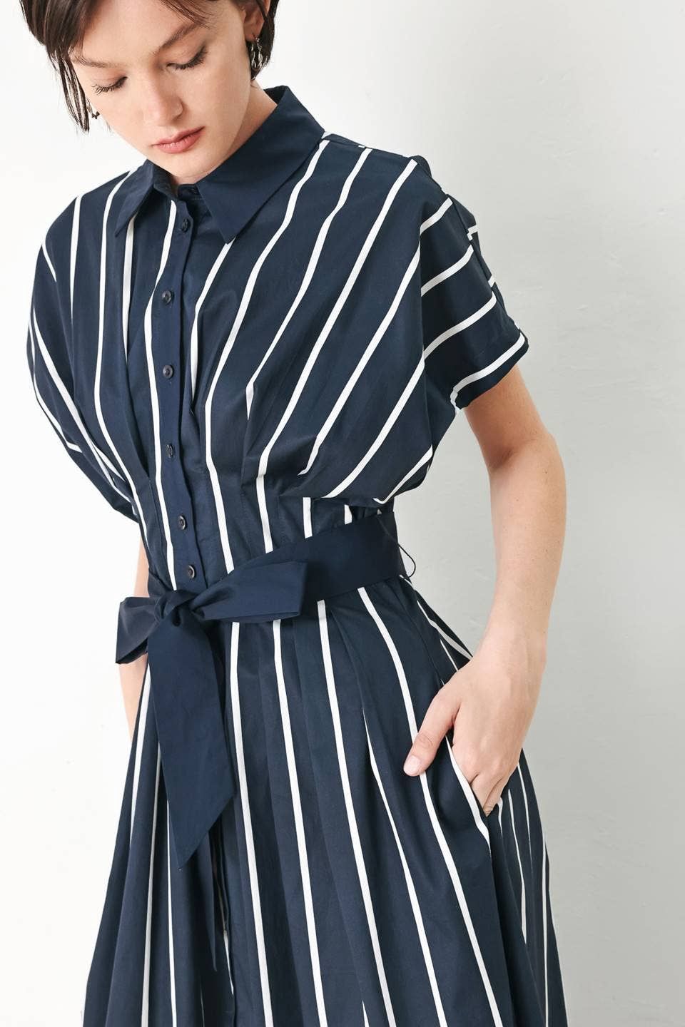 Striped Woven Midi Dress