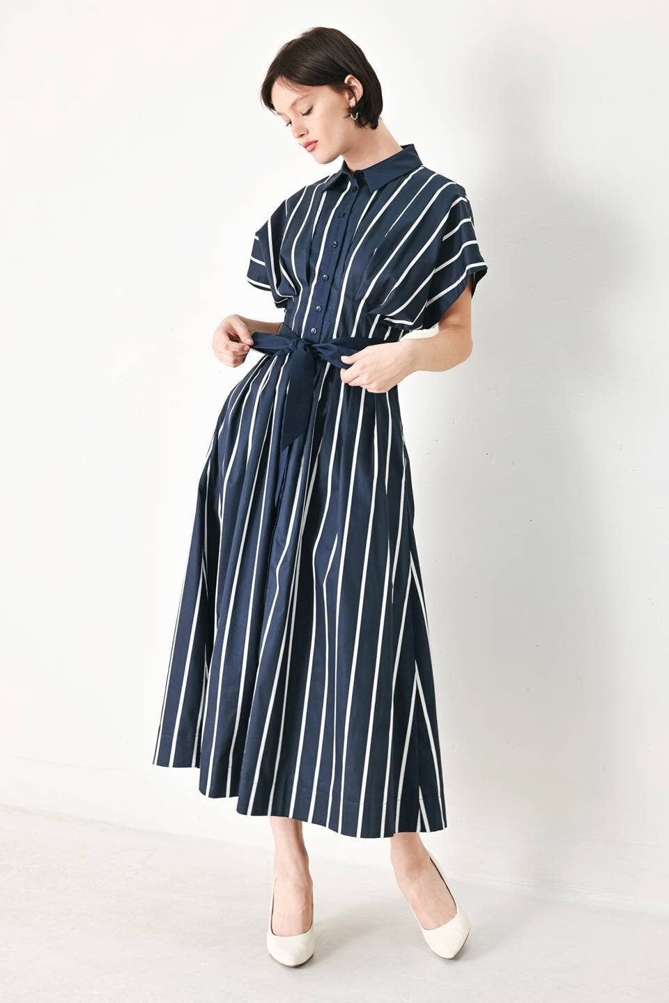 Striped Woven Midi Dress