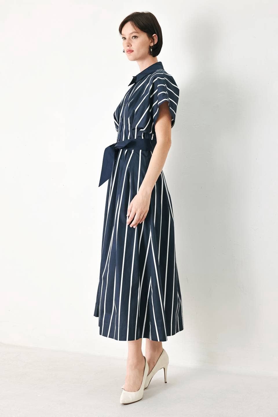 Striped Woven Midi Dress