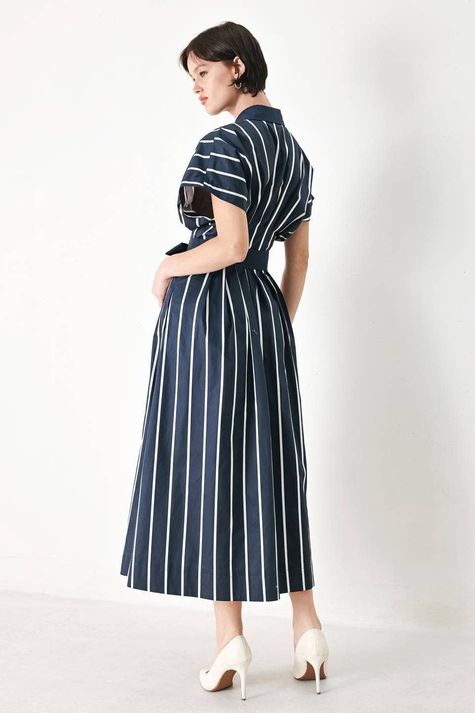 Striped Woven Midi Dress