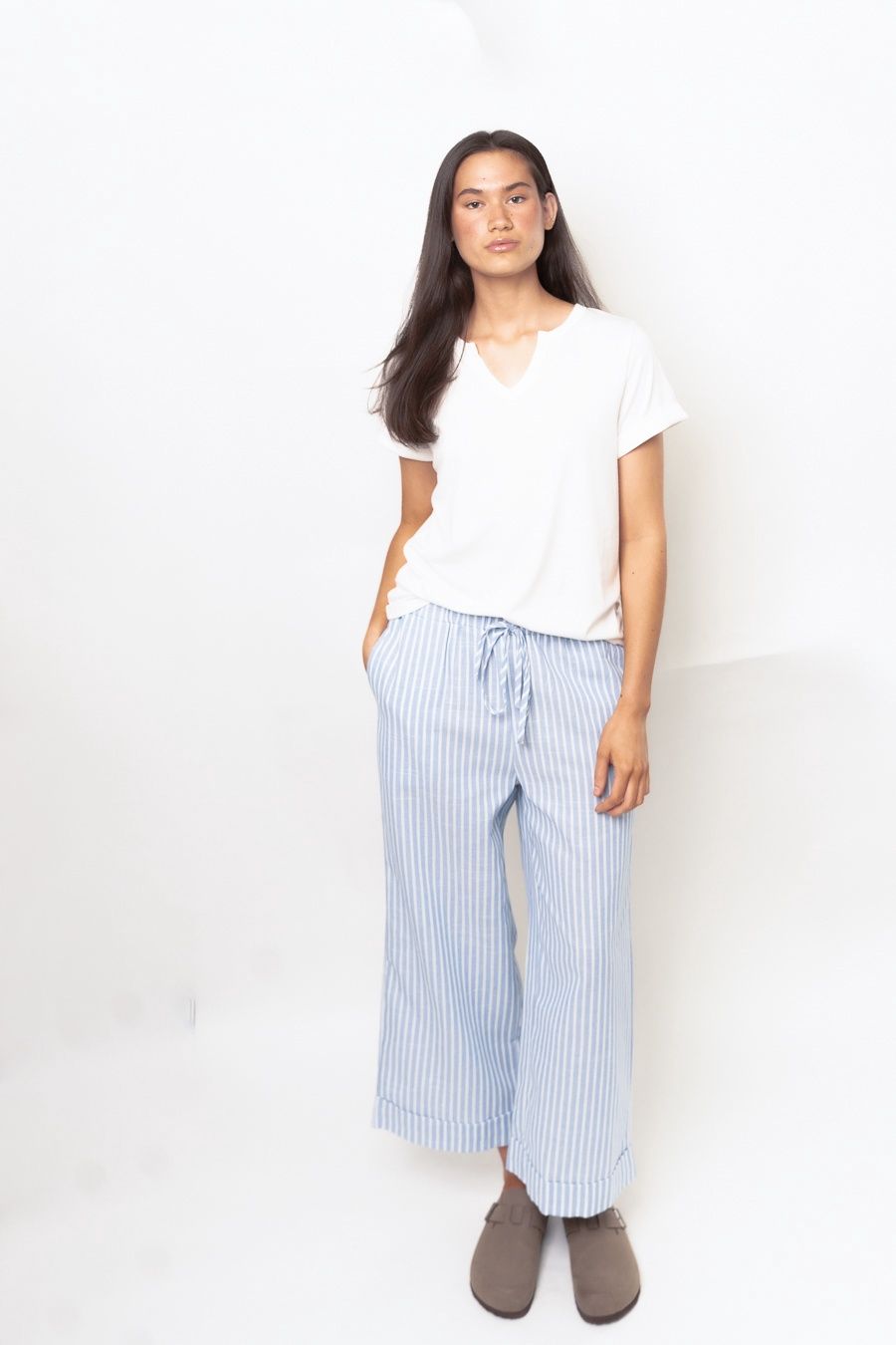 Striped High Waist Casual Pants