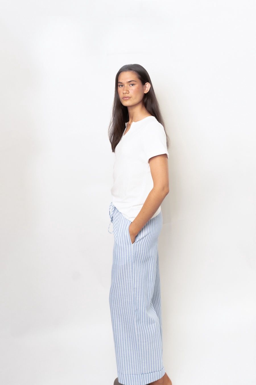 Striped High Waist Casual Pants