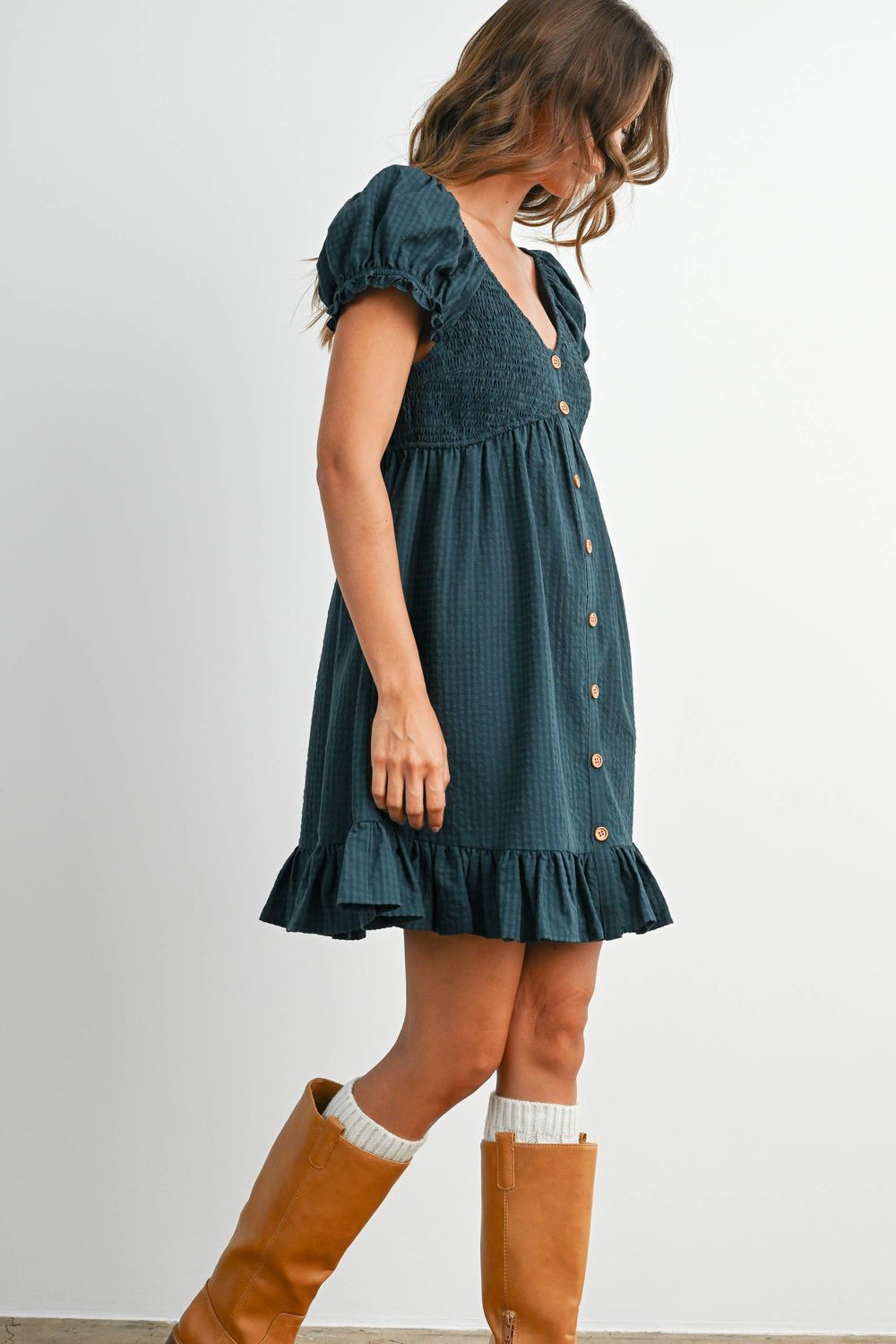 Gingham Button-Front Mini Dress
