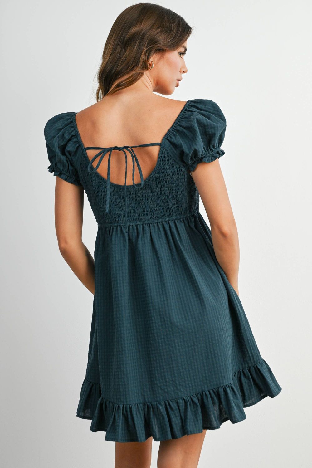 Gingham Button-Front Mini Dress